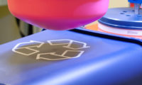 Pad printing on a recycling bin with Inkcups' ICN-200