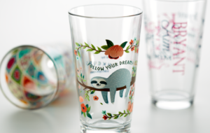 Cylindrical inkjet printed glassware