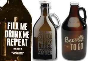 Printed Growlers with a Screen printing machine