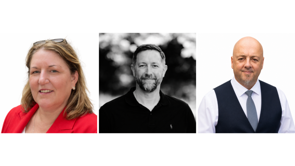 Headshots of Sarah, Keith and Tony for joint press release
