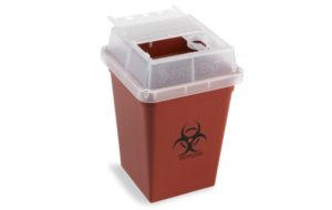 pad printed hazardous waste bin 